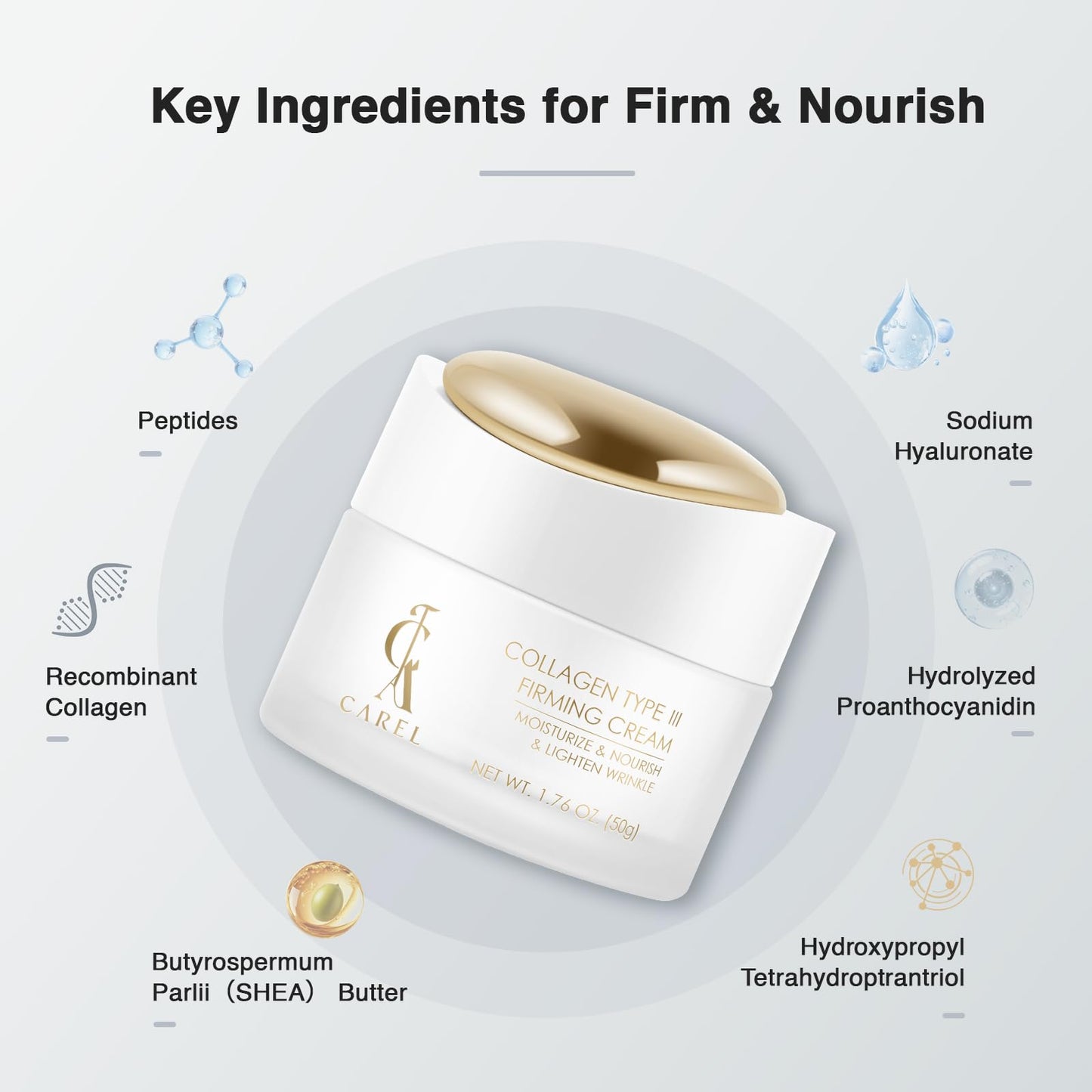 CA CAREL Peptides Collagen Firming Cream, Face Moisturizer with Advanced Peptide Complex and Ceramides for Skin Elasticity