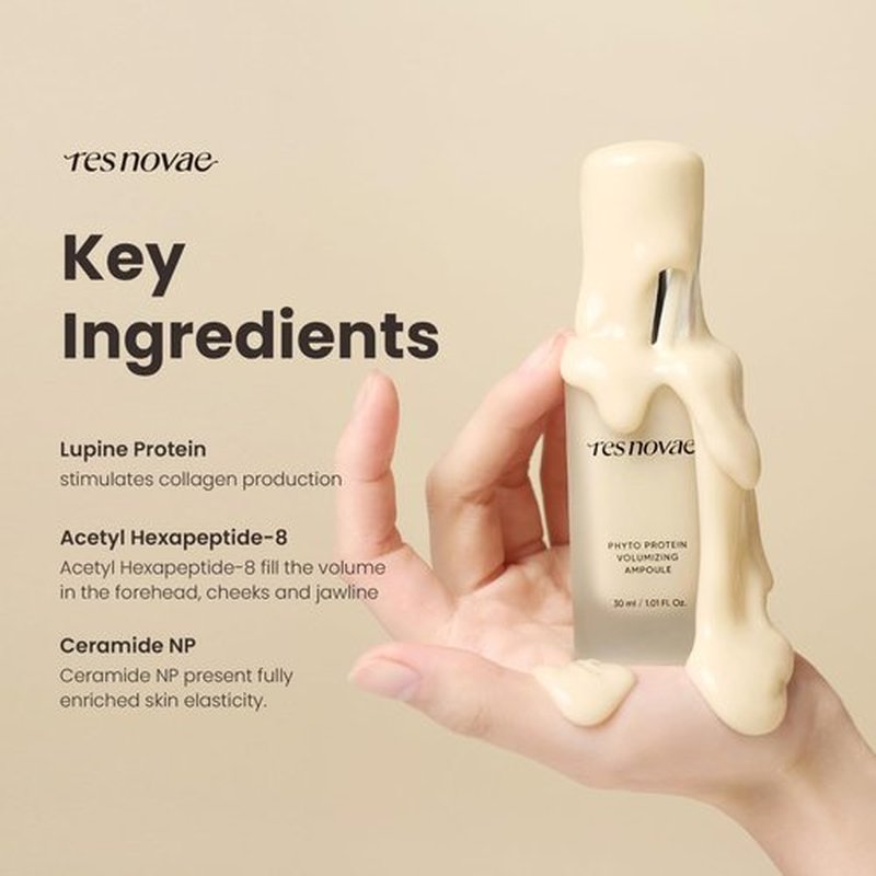 res novae Phyto Protein Volumizing Ampoule 0.5 fl.oz 15ml, Wrinkle care Facial Serum, Lupine Protein, Volufiline, Hexapeptide Fill the Fine Line, Intensive Firmness Care
