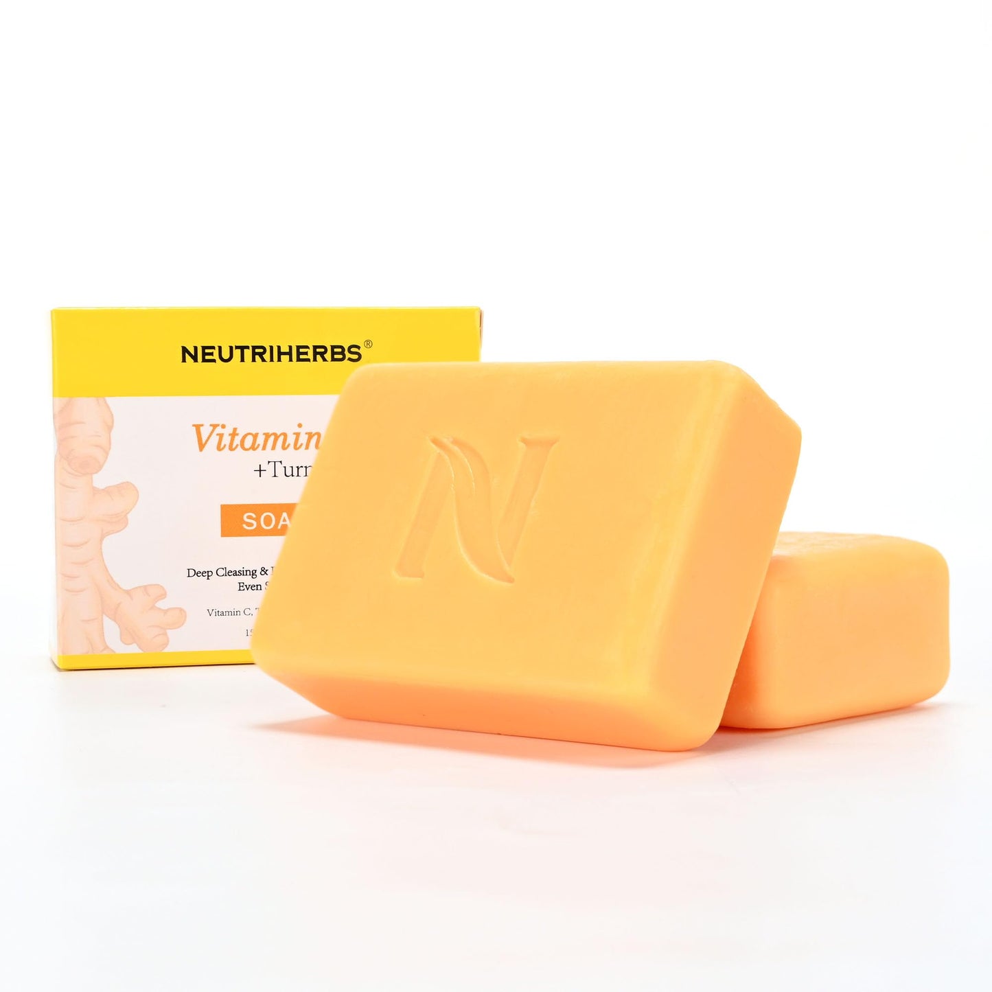 Neutriherbs Turmeric Soap for Face & Body(5.29 oz / 1 Bar),Brightening Vitamin C Soap Bar for Acne, Uneven Skin Tone, Cleansing Natural Soap