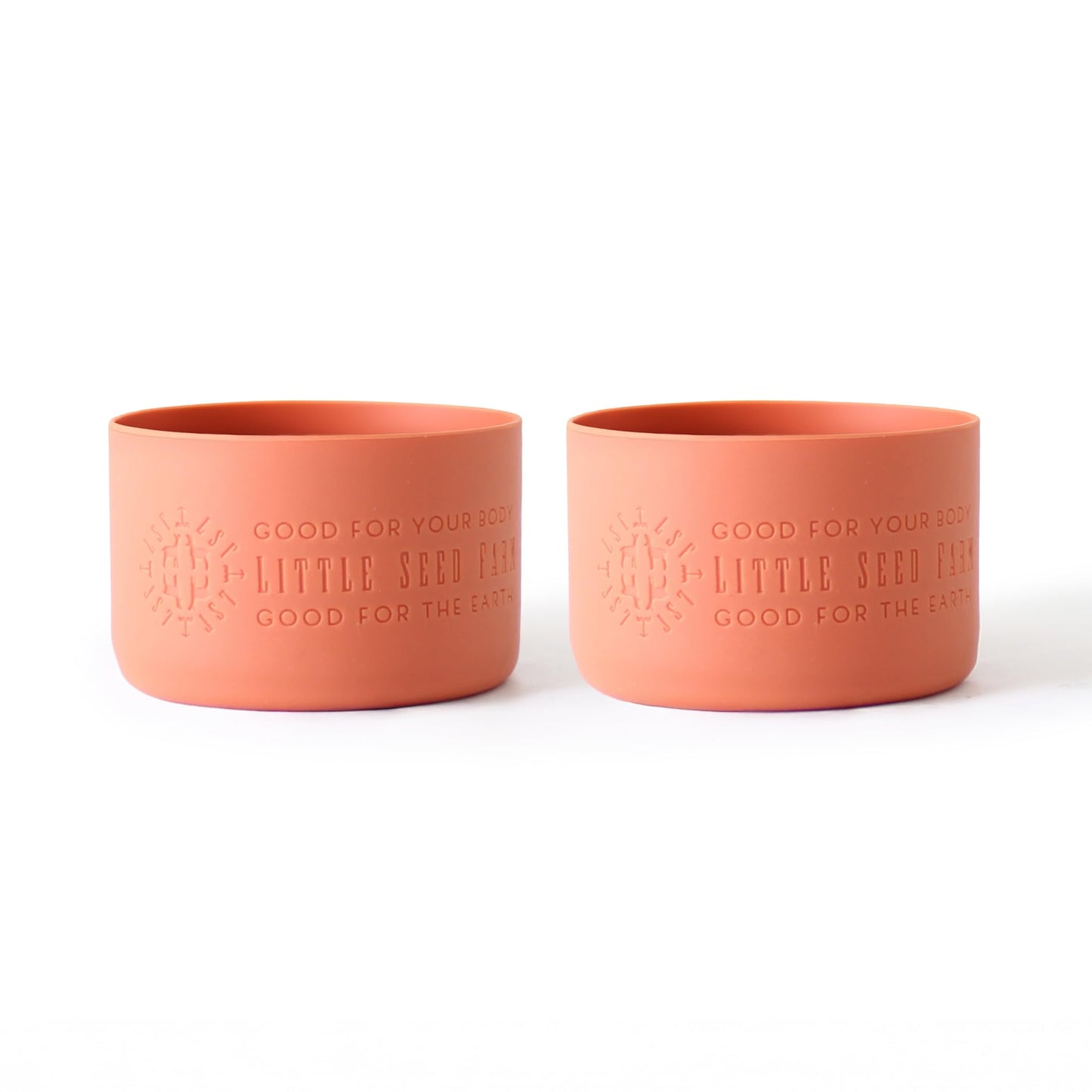 Little Seed Farm Protective Silicone Sleeves for Jars - 2-Pack - Terracotta Red