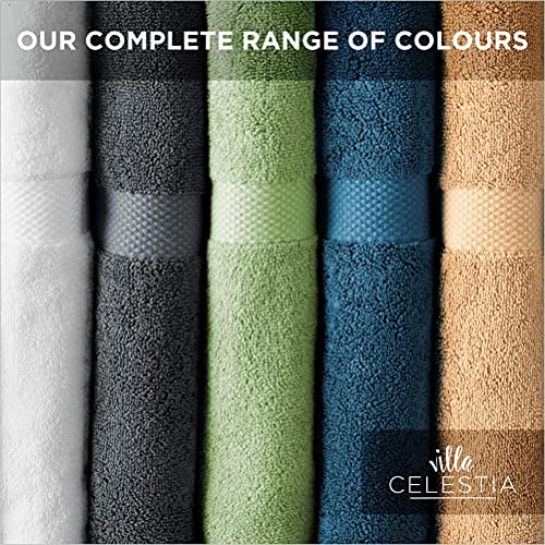 Villa Celestia 600 GSM 100% Cotton Bath Towels, White, Set of 2, Highly Absorbent, Plush, Soft, Quick Dry, 2 Pieces Combed Cotton Luxury Towels for Hotels, Spa, Salon, Bathroom, Dorm, Pack of 2