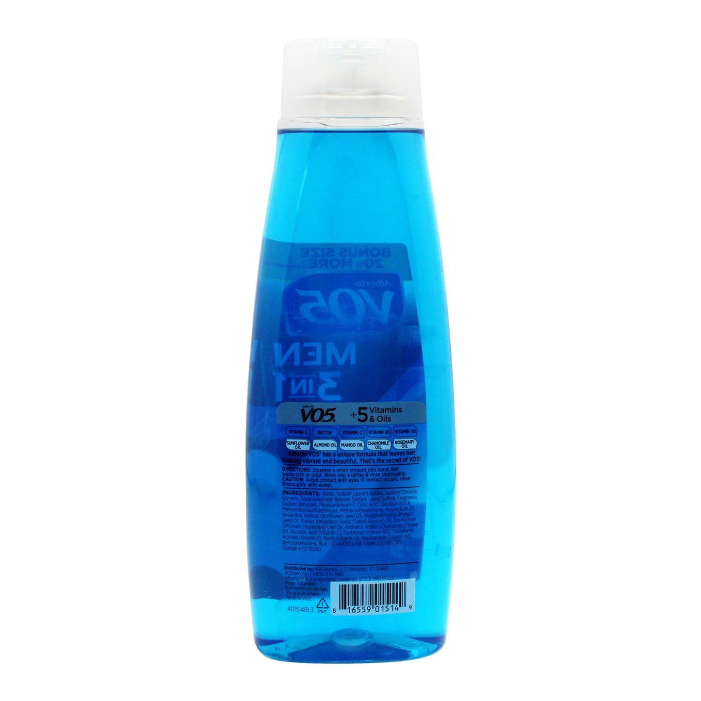 VO5 Alberto Men 3 in 1 Fresh Ocean Surge - 3 in 1 Shampoo Conditioner and Body Wash - With 5 Oils and 5 Vitamins - Energizing Ocean Scent - 15 oz
