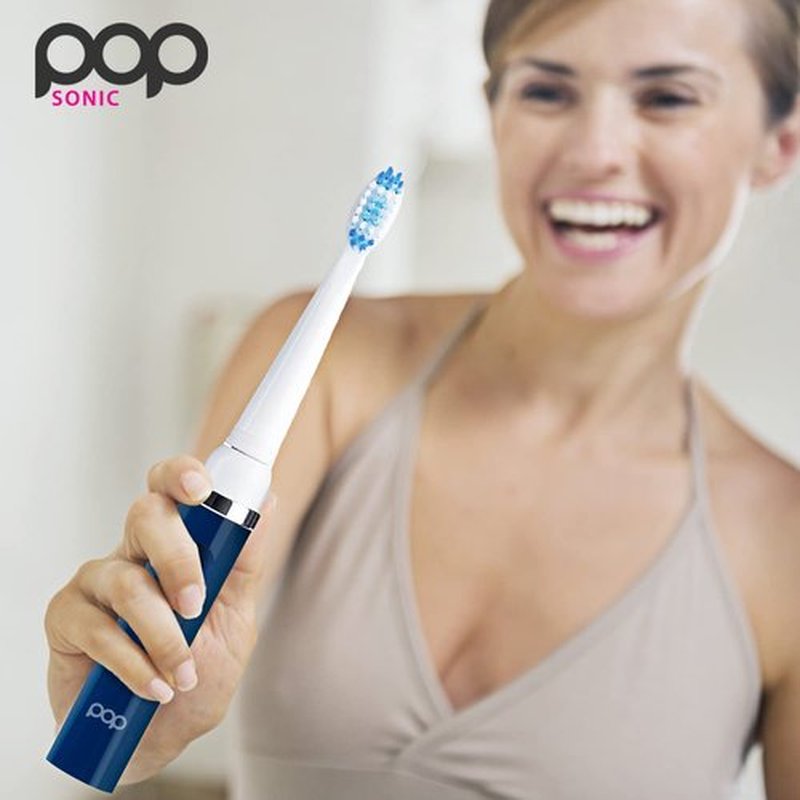 Pop Sonic Electric Toothbrush (Navy Blue) - Travel Toothbrushes w/AAA Battery | Kids Electric Toothbrushes with 2 Speed & 15,000-30,000 Strokes/Minute, Dupont Nylon Bristles