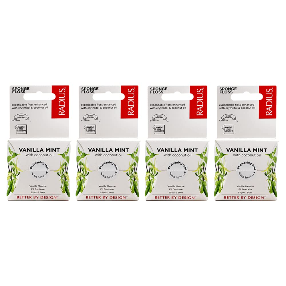 RADIUS Peppermint Dental Floss 55 Yards Vegan and Non-Toxic Oral Care Boost Total Tooth & Gum Protection Clear - Pack of 6