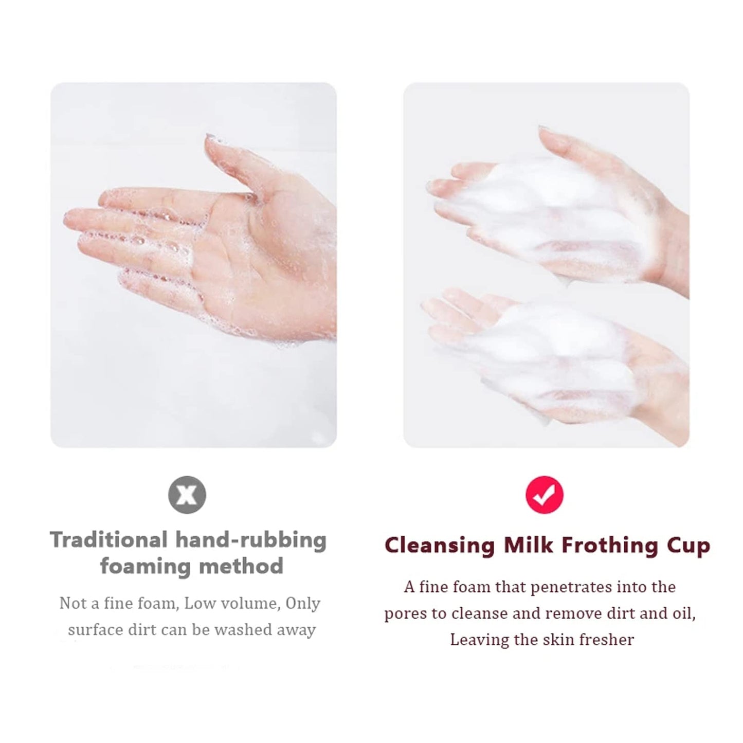 Misforu Face Foam Maker 2 PCS Facial Cleansing Tool Rich Cream Foamer Deep Cleanser Foam Maker Cup Cleansing Foaming Maker for Wash Facial Skin (Pink)