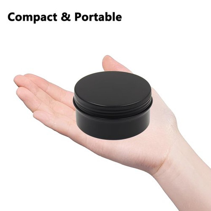 Aluminum Tin Jars Containers,ULIFESTAR Leak Proof Cosmetic Tin Jars Containers,Round Tin Cans with Lids,10PCS Black Cosmetic Sample Refillable Containers for Spice (5.3 ounces 83*38mm/3.26*1.49")