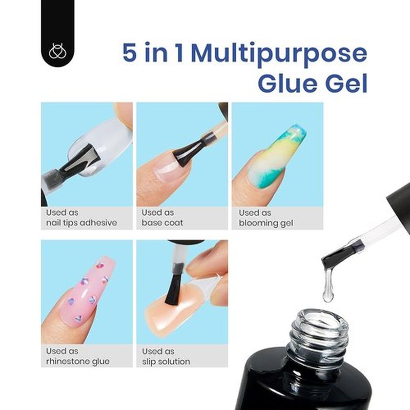 Beetles Gel Nail Tips Kit 240Pcs Short Coffin Shaped Tips, Easy Nail Extension Set with 5 in 1 Nail Glue, Innovative Led Lamp Funny Diy False Nail Tips Art Decoration Acrylic Nail Kit