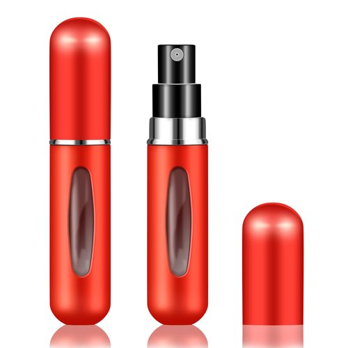 Fivexing 2Pcs Refillable Perfume Atomizer Bottles，Portable Mini Separate Perfume Bottle，Travel and Outings Spray Boxes Dispensers 5ml/0.2oz(Red)