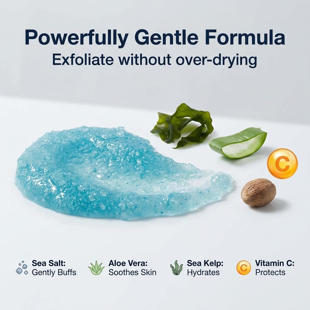 Anthony Exfoliating Body Scrub, Body Exfoliator Scrub with Sea Salt, Vitamin C, Aloe Vera and Blue Sea Kelp, Exfoliating Scrub for Men, Smooth Hydrated Skin, 32 Fl Oz
