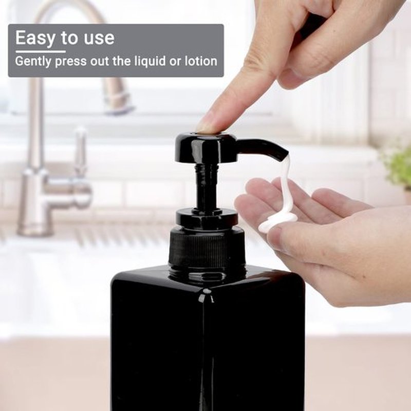 Suream 22oz/650ml Large Plastic Pump Bottles for Shampoo, Bathroom Shower Dispensers, Empty Refillable Cosmetic Pump Dispenser for Lotion, Creams, Body Moisturizer, Massage Oil, Hand Wash, Soap, Black