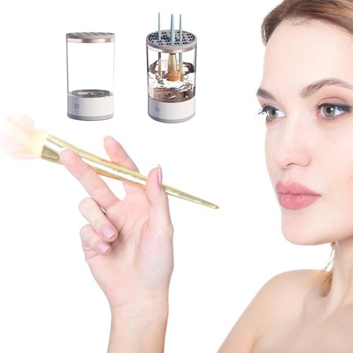 Beauty Swirl Cosmetic Brush Cleaner, 2025 New Automatic Makeup Brush Cleaner, Portable Electric Makeup Brush Cleaner (Transparent (Plug-in Model))