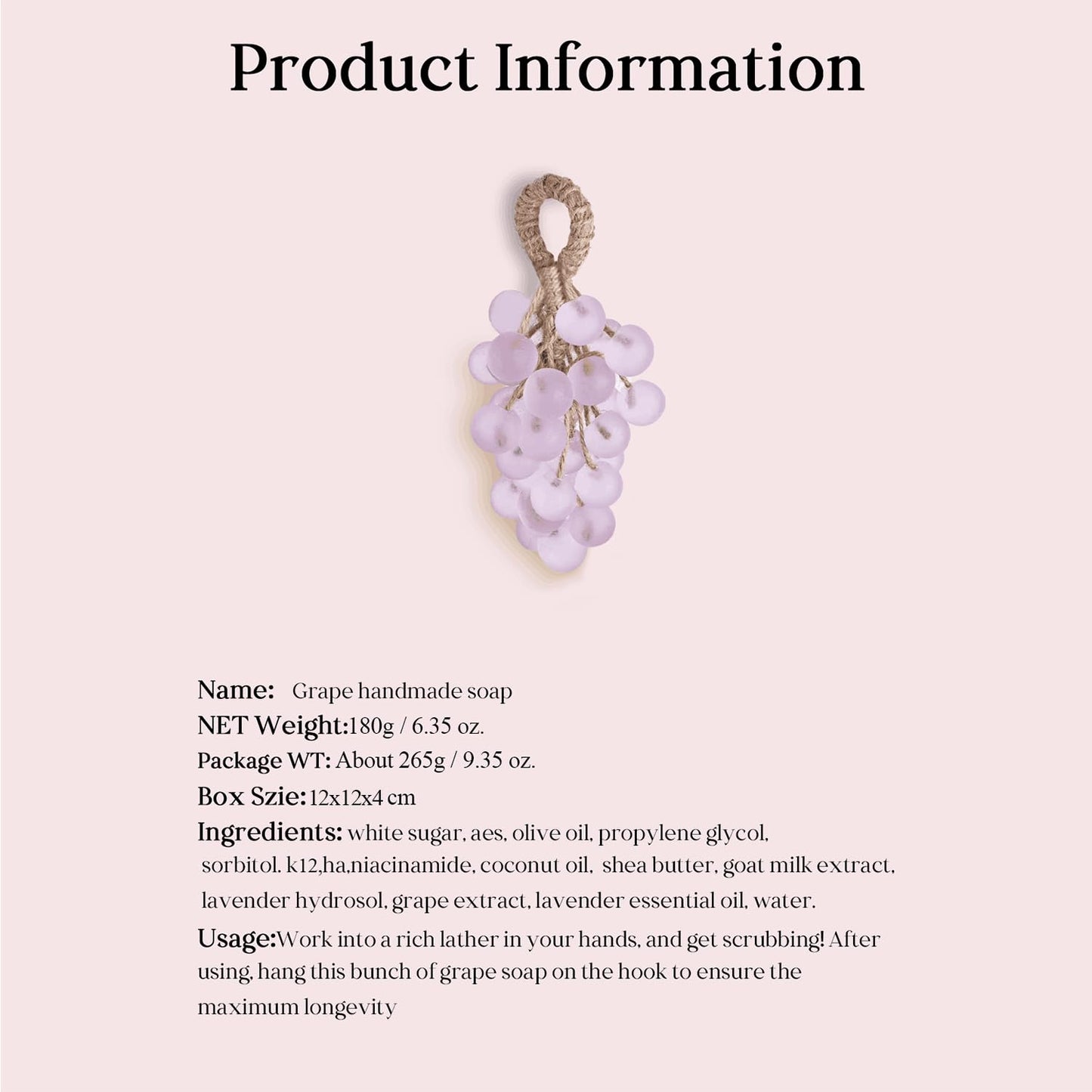 Purple Grape Soap on a Rope for Mothers Day Gift, Cold-Process Bath Soap, Handmade Grapes Cluster Shaped Soaps, Decorative and Aromatic Artisan Soaps, DIY Handmade Bay for Fresh Air, Washing