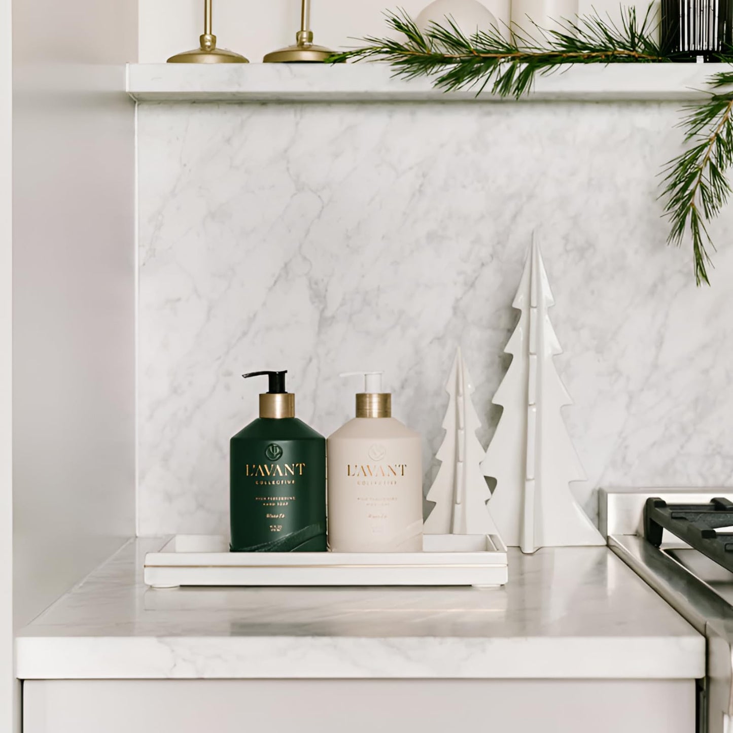 L'AVANT Collective Hand Soap & Dish Soap Winter Fir | High Performing Formula Luxurious Ingredients Soft & Smooth Hands & Dishes | 2 Glass Bottles Kitchen Accessories Home Decor Hostess Gifts