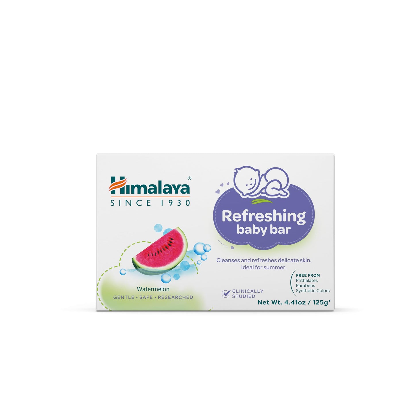 Himalaya Refreshing Baby Bar, Gentle Herbal Cleanser for Baby’s Delicate Skin, Soothes and Hydrates, No Post-Bath Dryness, Adds Freshness, Clinically Studied, 4.41 oz (125g) 3 Pack