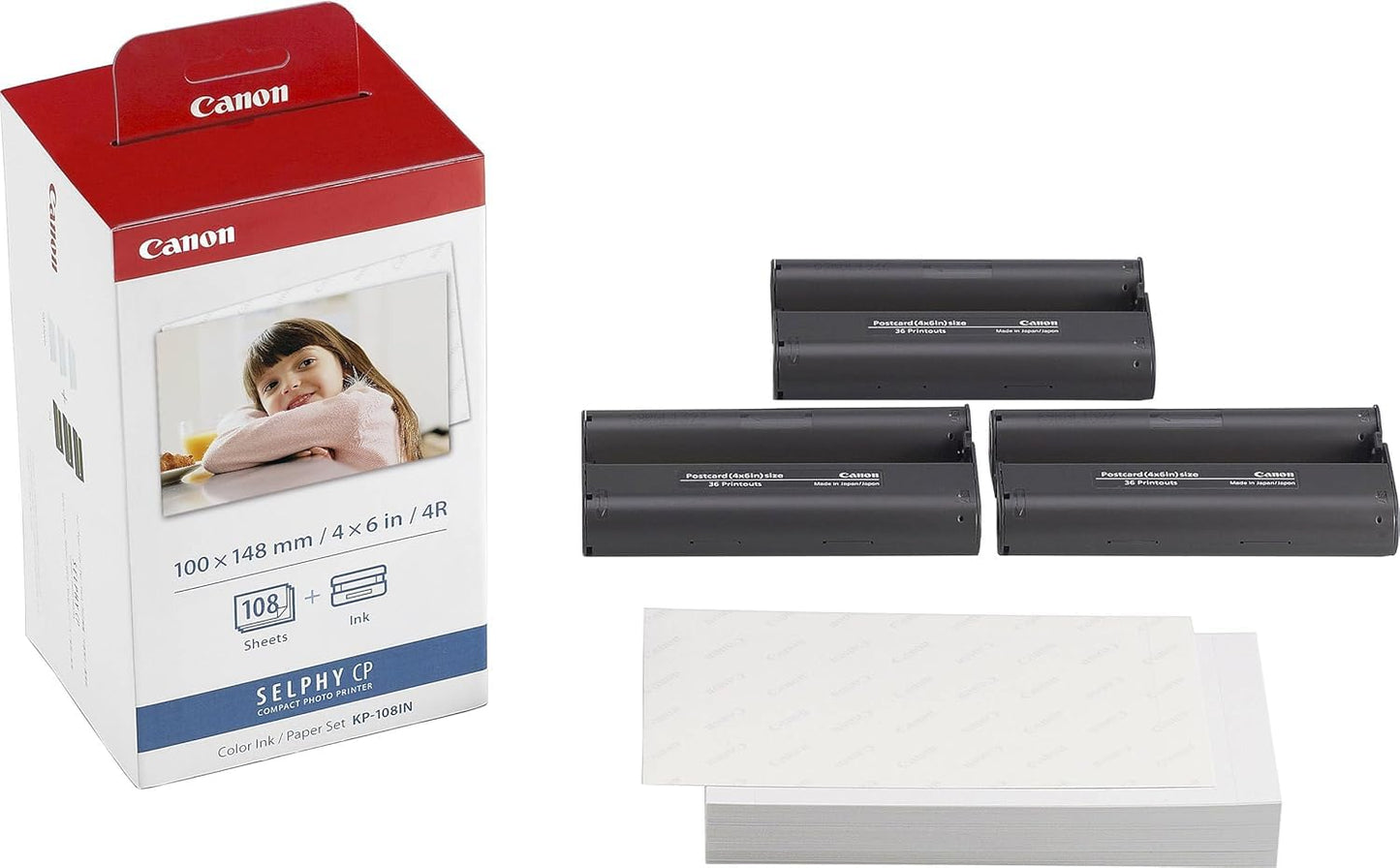 Canon Selphy CP1500 Photo Printer Bundle (White) with KP-108 Paper (108 Sheets) 3 Color Ink Cartridges & Tudak Cleaning Cloth – Wireless Compact Dye-Sub Printer Kit