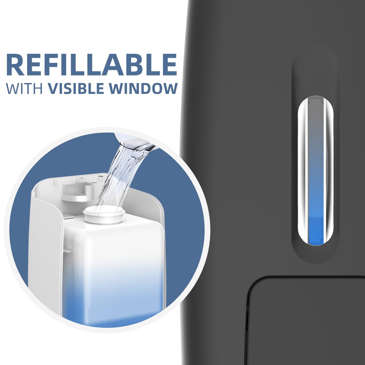 PLUSSEN Soap Dispenser Wall Mount Adhesive Commercial Soap Dispenser 800ml No Drill Hand Sanitizer Dispenser for Bathroom Support Liquid and Gel,Black-PN9088
