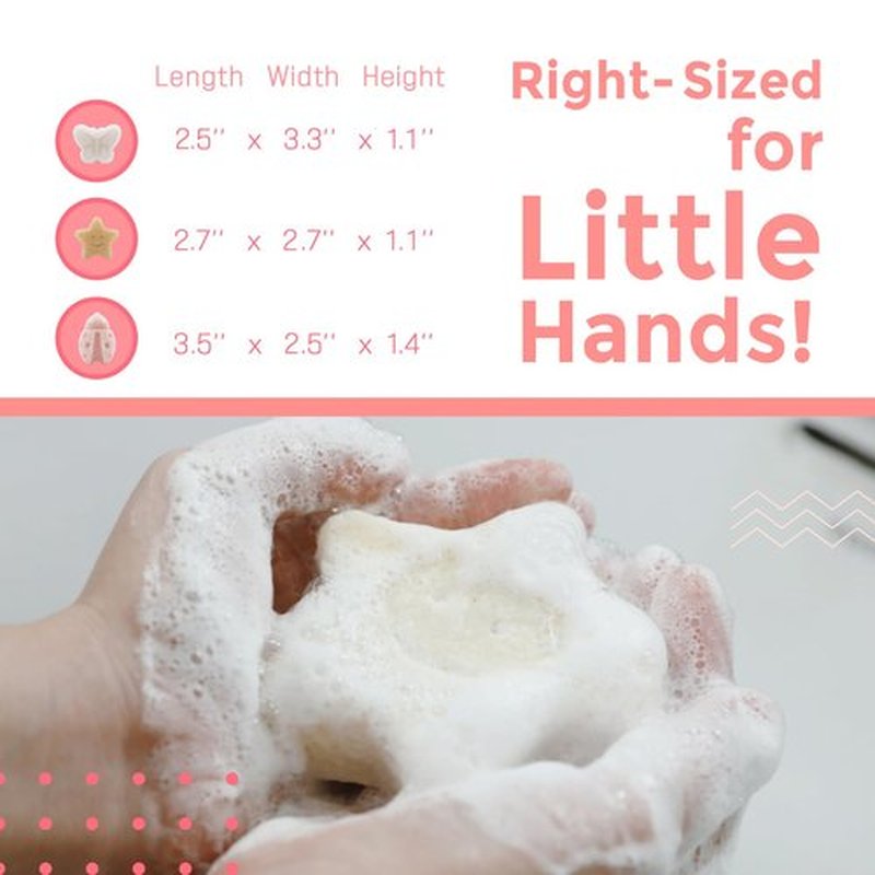 myHomeBody Konjac Baby Sponge for Bathing, Cute Shapes Natural Kids Bath Sponges for Infants, Toddler Bath Time, Natural and Safe Plant-Based Toys, 3pc. Set: Butterfly, Ladybug, Star