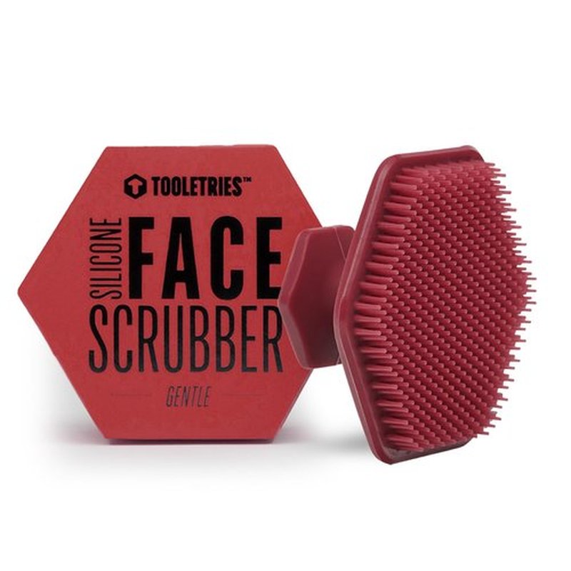 Tooletries - Men's Face Scrubber - Silicone Facial Cleansing Brush, Gentle Exfoliator Pad & Soft-Touch Massager - Removes Dead & Dry Skin - Long Lasting Bathroom & Shower Accessories - Burgundy