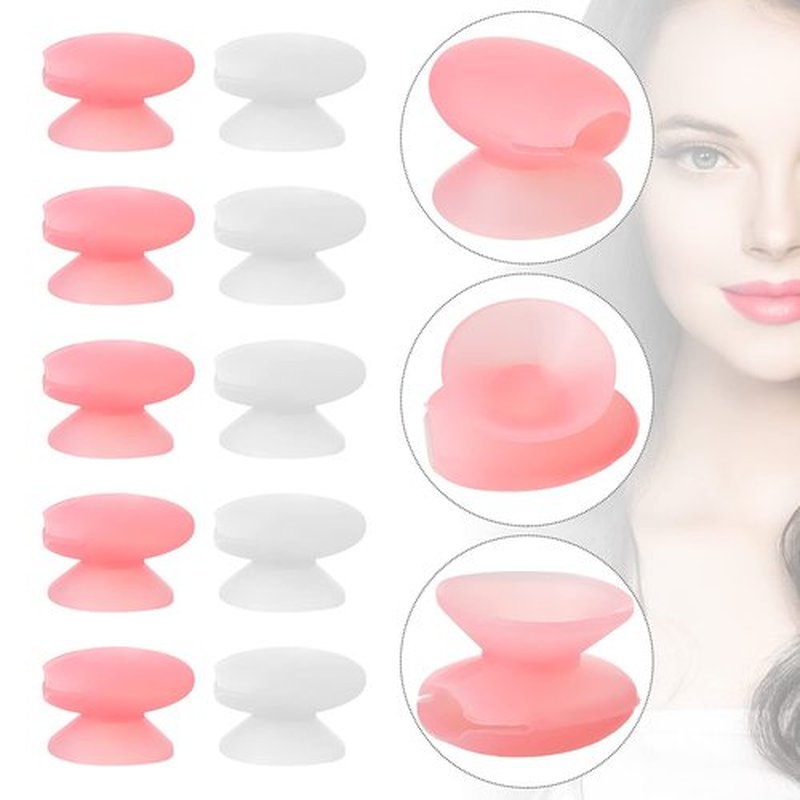 20 Pcs Silicone Lip Brush Covers and Lip Brushes for Lipsticks, Lip Gloss, Lip Balm and Other Cream Makeup Products (Pink, White)