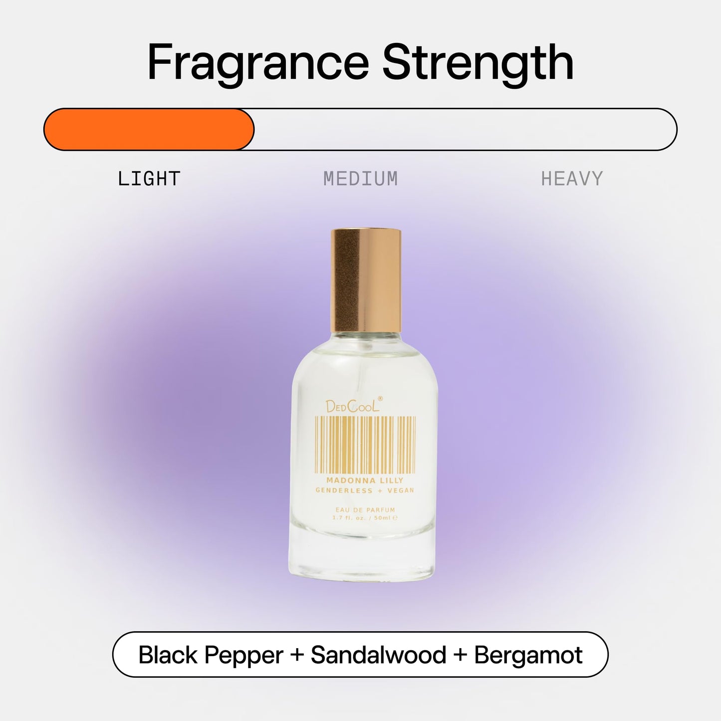 DedCool Eau de Parfum | Madonna Lilly | Black Pepper, Sandalwood & Bergamot | Clean Unisex Fragrance | Non-Toxic, Vegan | 1.7 fl oz