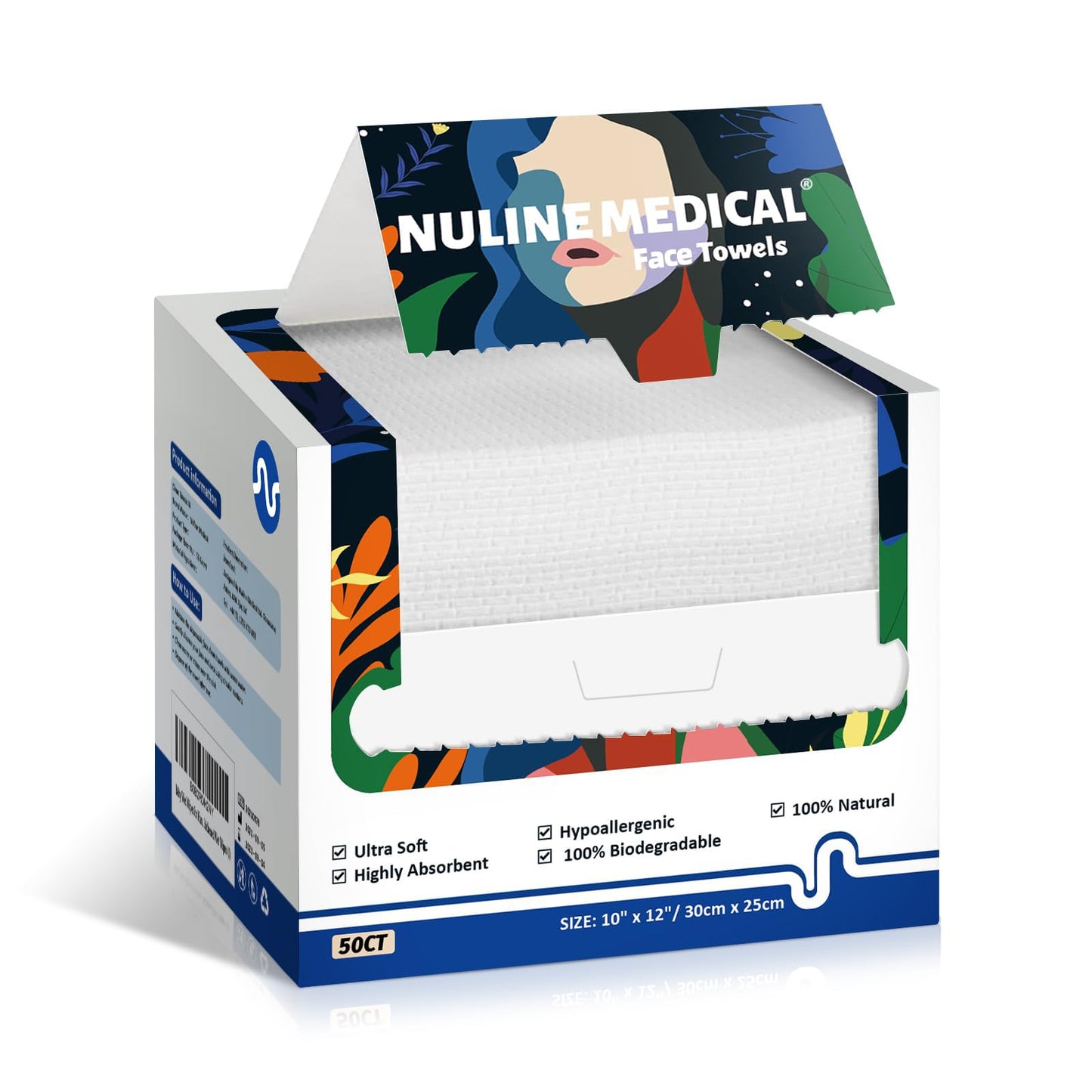 Ultra-Soft Disposable Face Towel - 50 Count/Box, 10" x 12", Biodegradable Face Towel, Superior for Sensitive Skin Face Towelette, Personal Hygiene (50 Count (1 Box）)