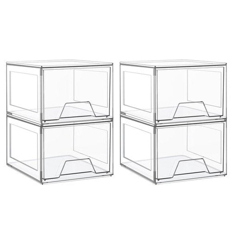 Amaoot 4 Pack Stackable Makeup Organizer, Acrylic Bathroom Organizer and Storage Drawers, Clear Plastic Drawer Storage Bins For Vanity, Undersink, Cabinets, Pantry