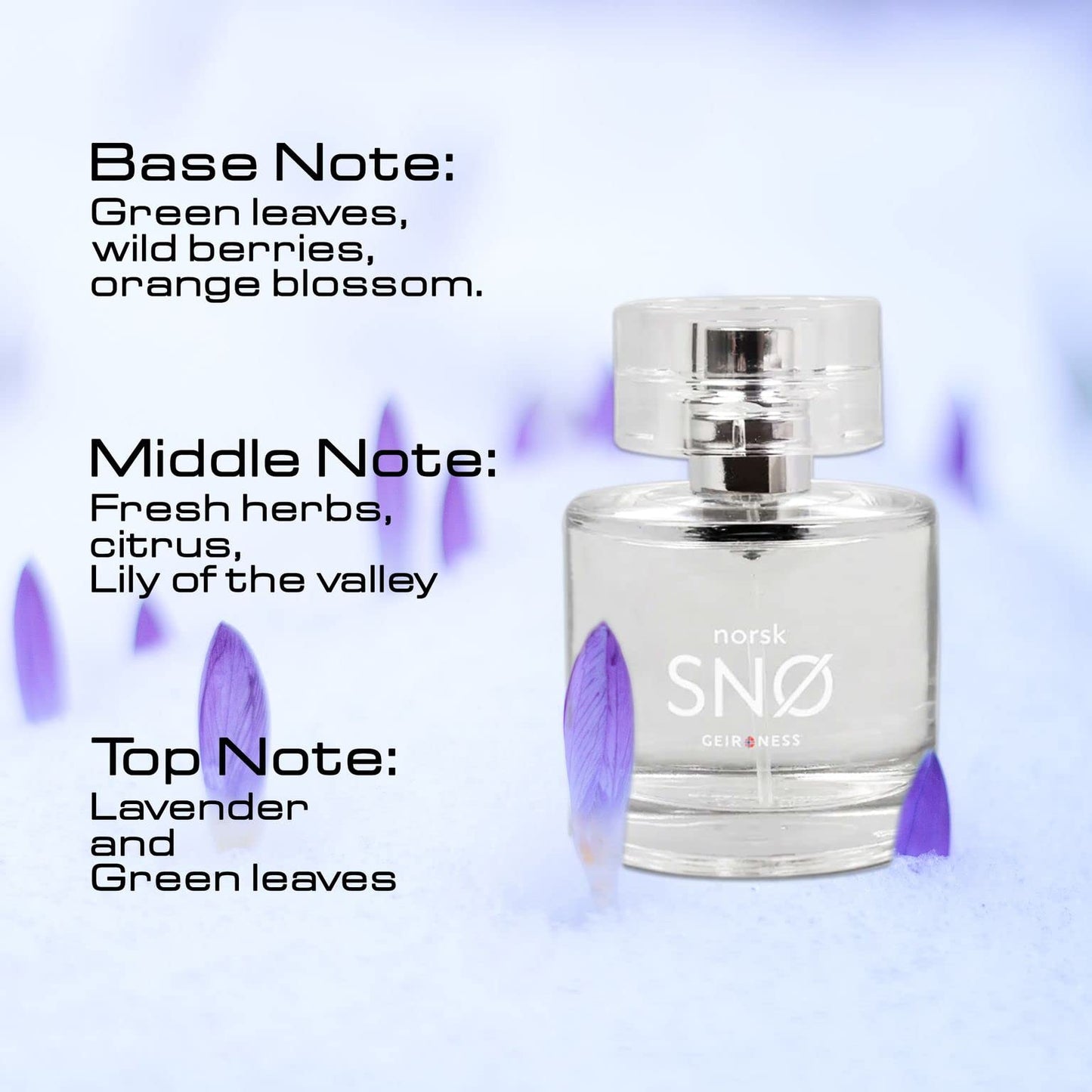 Geir Ness NORSK SNØ Eau de Parfum for Women, Fresh Herbal Scent, 100 ml