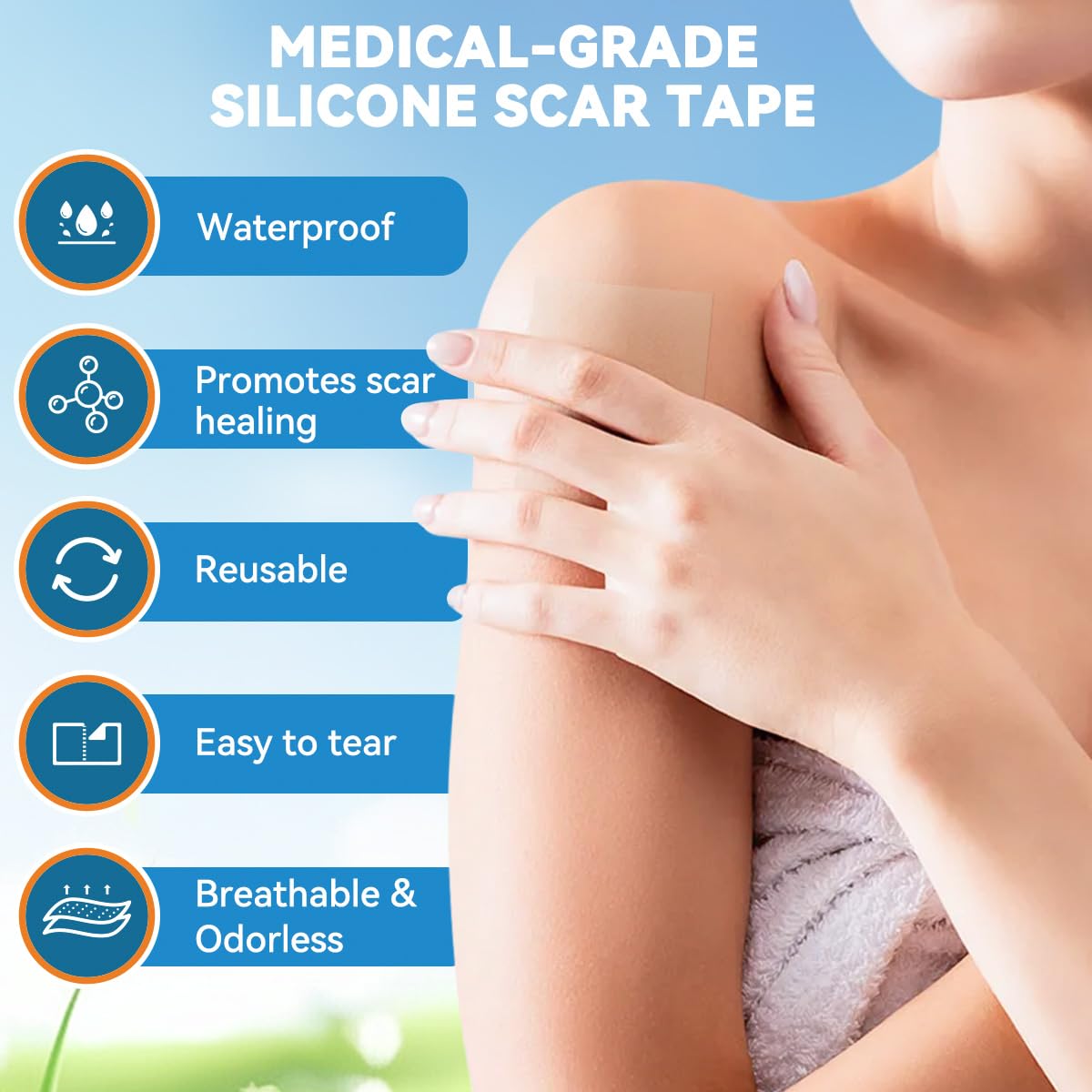 Silicone Scar Sheets Face Tape: 1.6''x120'' Scar Tape for Surgical Scars - Medical Grade Wrinkles Patches -Reusable Strips Scar Removal Treatment C-Section Keloid Burn Tummy Acne (1.6‘’x120'')