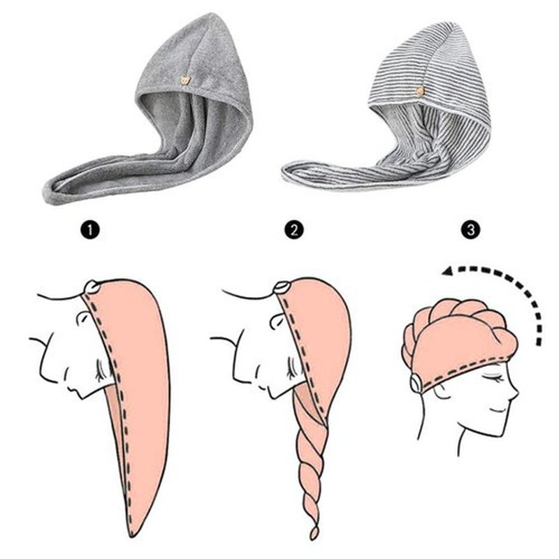 Hair Towel Wrap Quick Absorbent Turban For Head Wrap For Women With Button Anti Frizz Bathroom Shower Hair