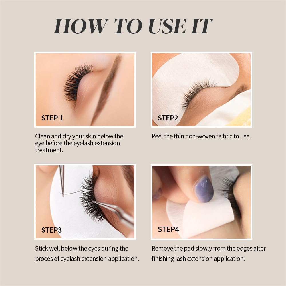ANNAFRIS 100 Pairs Under Eye Patches Eyelash Extension,Lint Free Hydrogel Gel Eye Pads (Black)