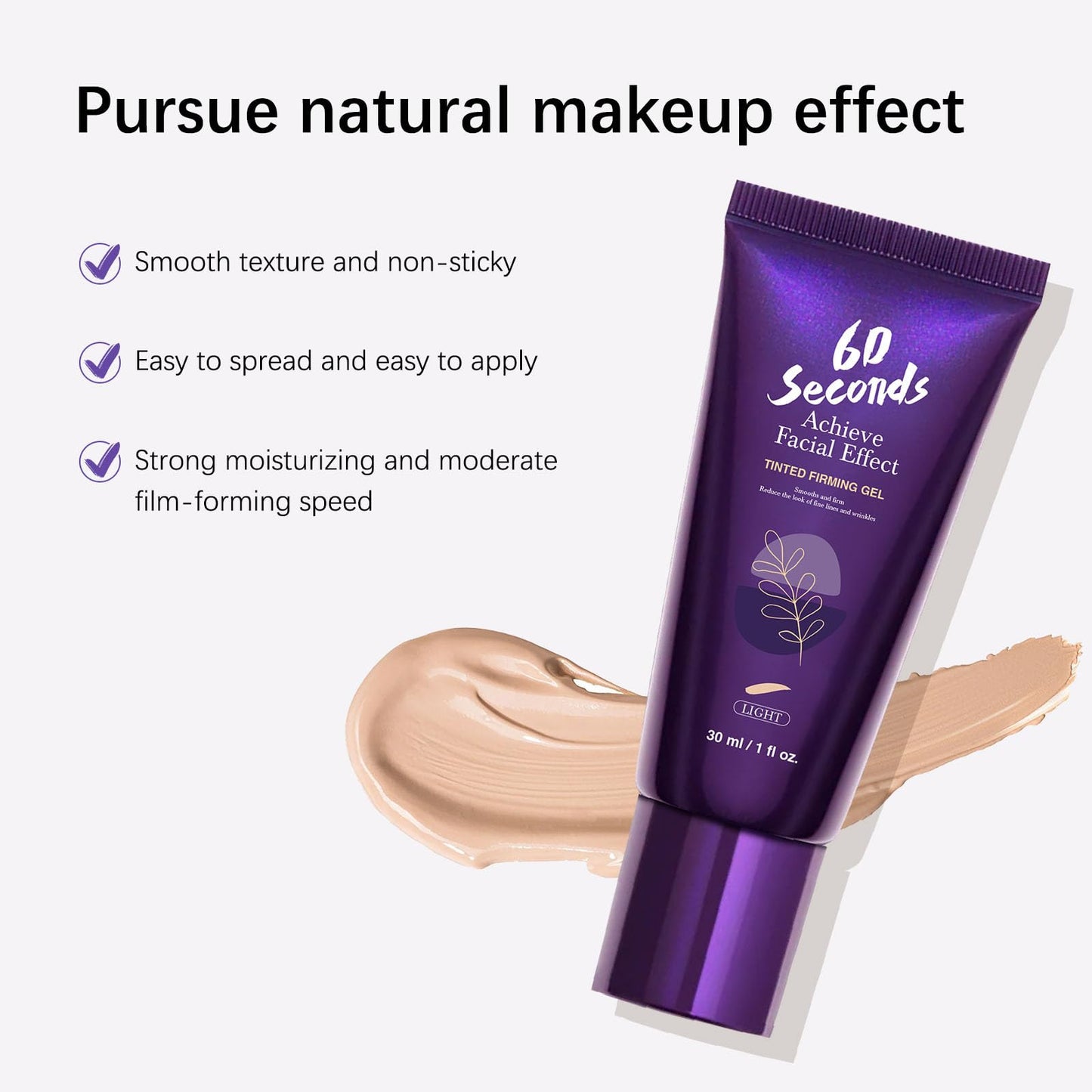 60 Second Tinted Firming Gel, Body Coverage Perfector Waterproof - Tattoo Cover Up Makeup with Brush, Leg & Body Concealer No Transfer, Multi-Use Waterproof Full Coverage (Light)
