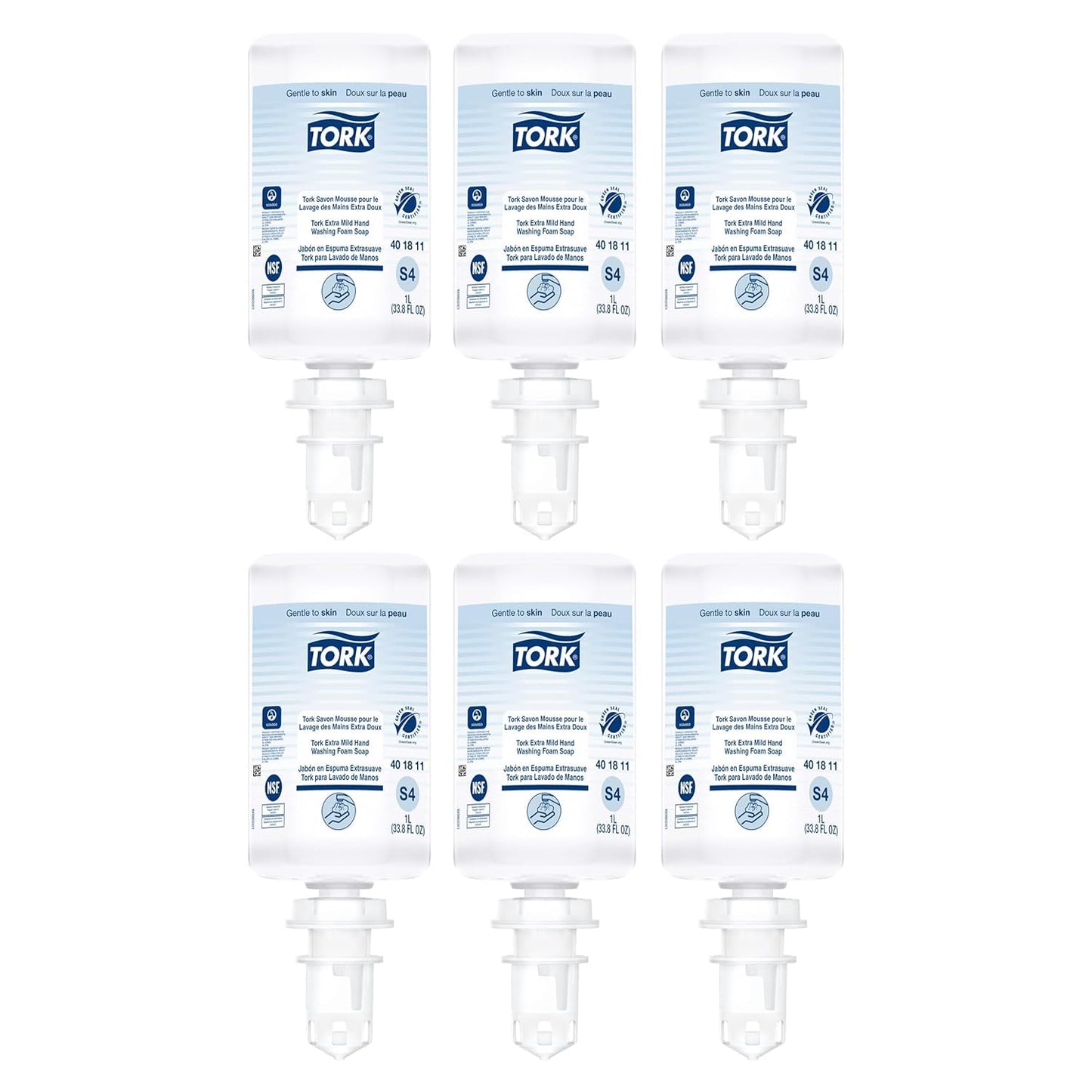 Tork Extra Mild Hand Washing Foam Soap S4, No Fragrance Added, 6 x 1L, 401811 (formerly 401211)