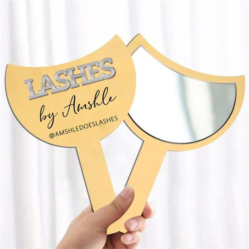 Tammnjo Personalized Name Lash Prop Mirror Custom Eyelash Technician Handheld Mirror Prop Social Media Prop Acrylic Beauty Room Prop Decor Makeup Photo Prop Lash Room Prop Decor Aesthetics Signage