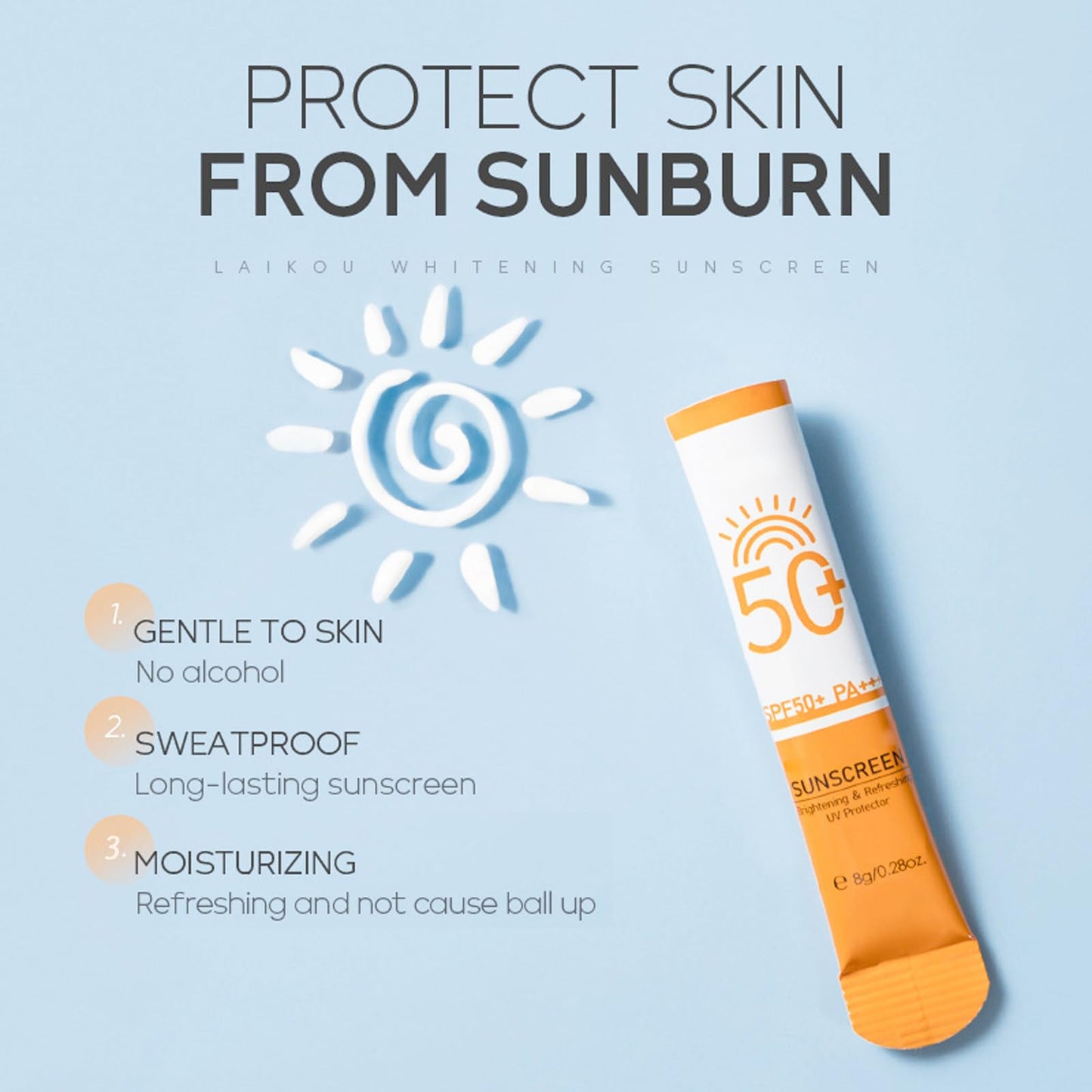 15 Pcs Travel Size Sunscreen, SPF 50, Mini Moisturizing Sunscreen Bulk for Face and Body, Lightweight & Non-Greasy, Sweat-resistant, Travel Size for Summer Beach Vacation, 0.28 OZ/Pack