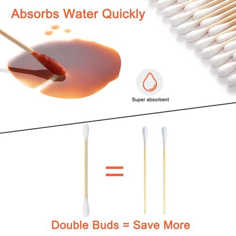 800 Count Organic Cotton Swabs for Ears, Bamboo Cotton Swabs with Strong Pure Cotton Stick, Ear Swabs for Daily Cleaning, Eco-Friendly Alternatives for Household Users, Arts & Crafts