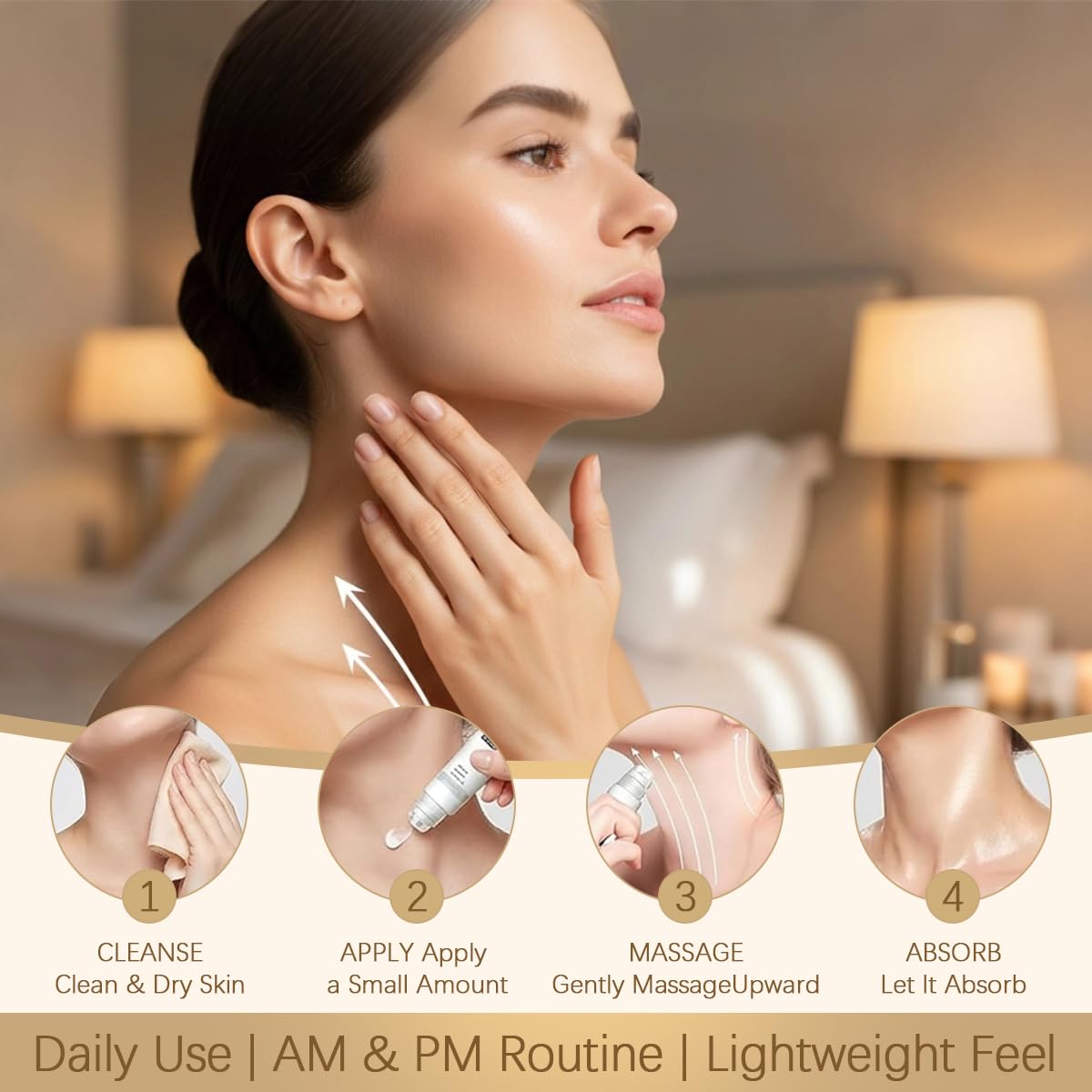 Aiwejay Magic Collagen Fullerene Neck Cream with Roller, Firming & Tightening Neck Cream with Collagen Peptides, Anti-Wrinkle Moisturizing Neck Skincare for Smoother, Youthful-Looking Skin