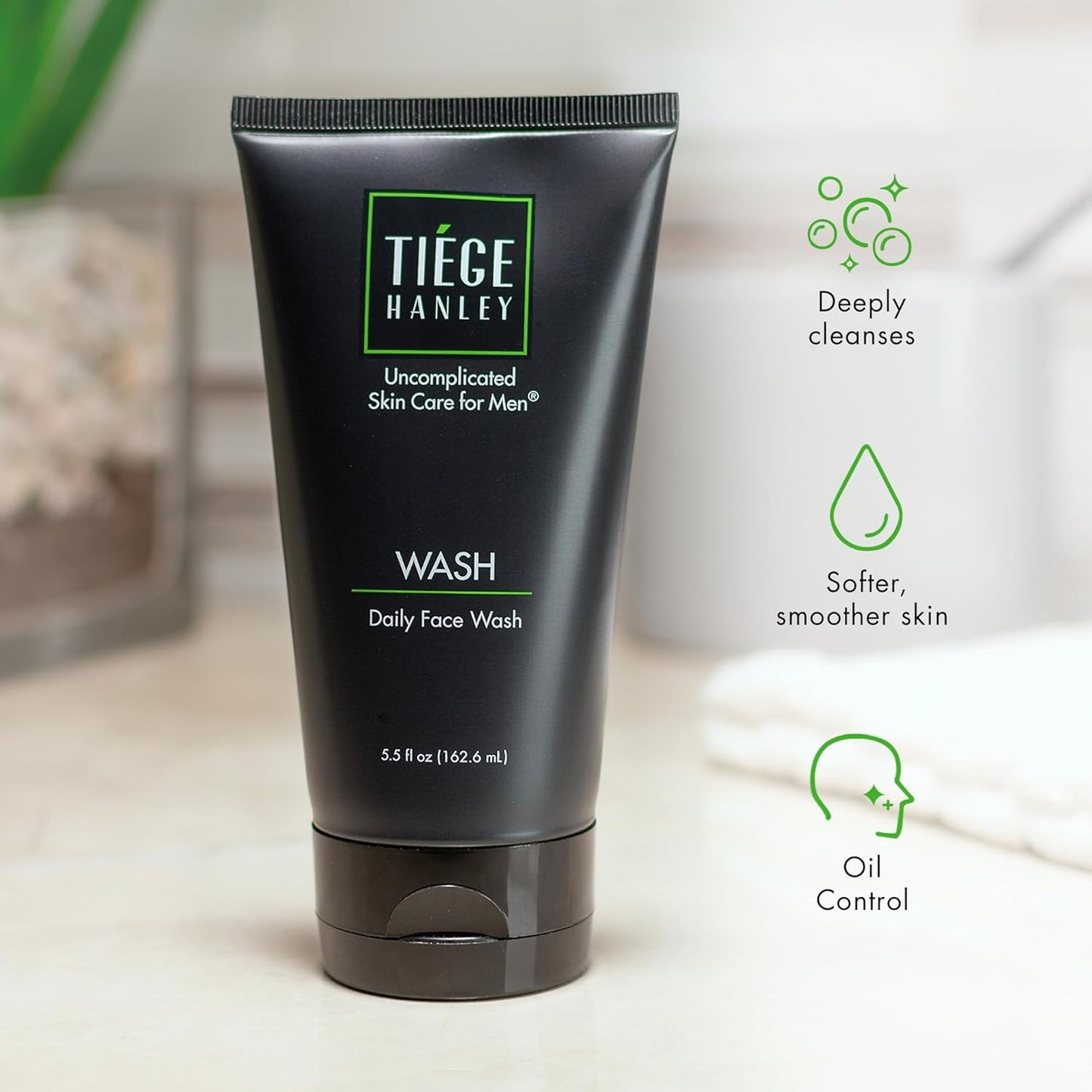 Tiege Hanley Daily Face Wash for Men, Cleanser, Fragrance-Free, 5.5 Fl Oz
