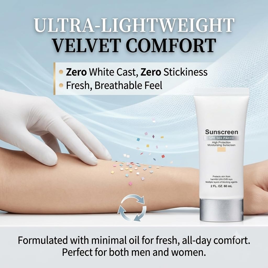 Sunscreen (Beige, White) SPF 50+ PA+++, High Protection Moisturizing sun Cream 2 fl.oz.(60ml) x 2pack