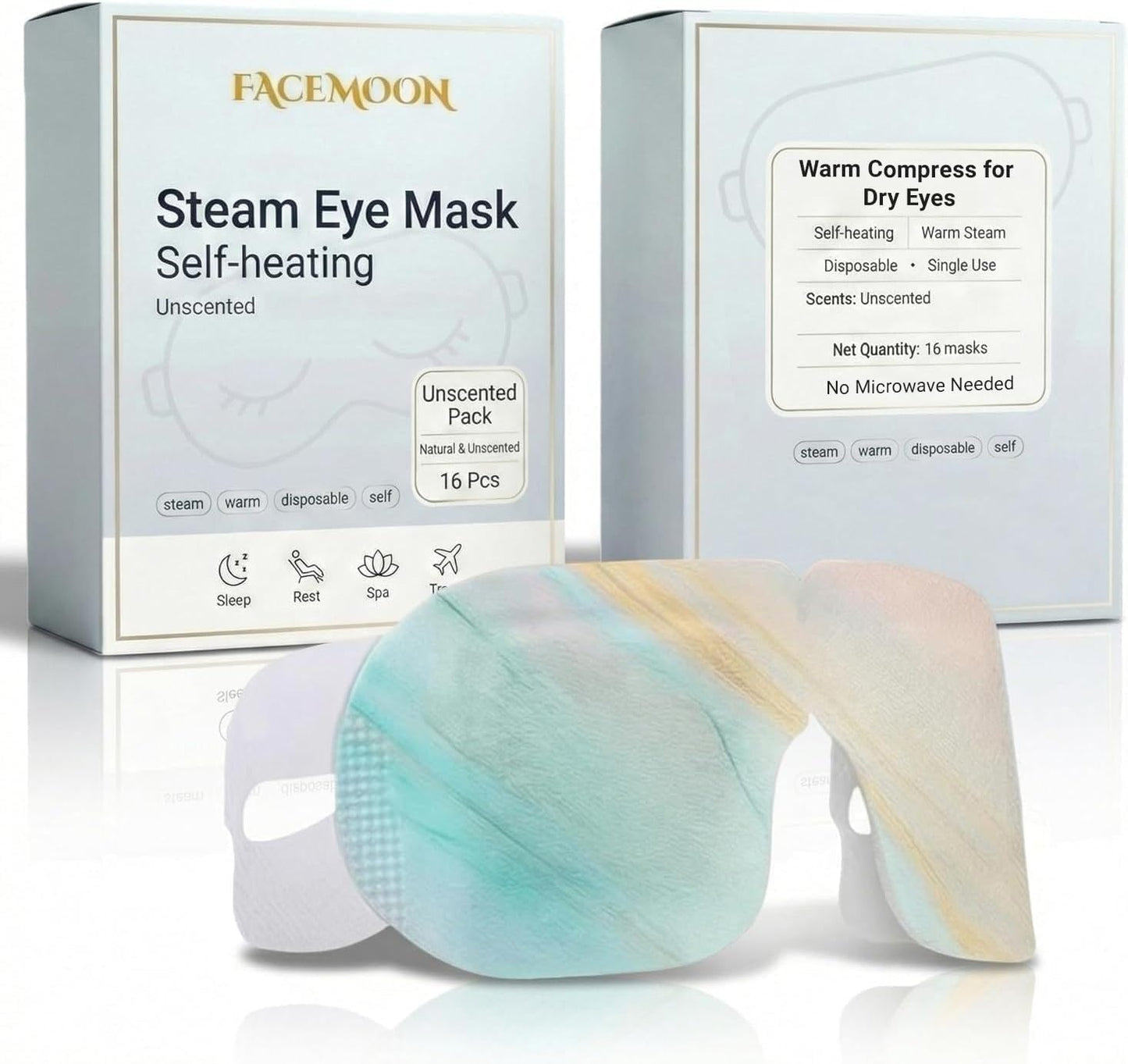 FACEMOON 16 Packs Self Heating Steam Eye Masks: