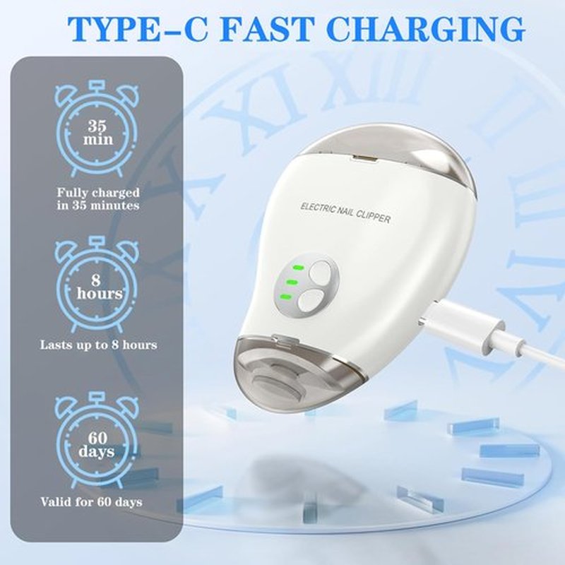 2 in 1 Electric Polishing Automatic Nail Clippers, 2024 New Electric Nail Clipper with 3 Adjustable Speeds, Automatic Nail Clippers, Automatic Nail Trimmer Toe Nail Clippers for Adults Seniors (White)