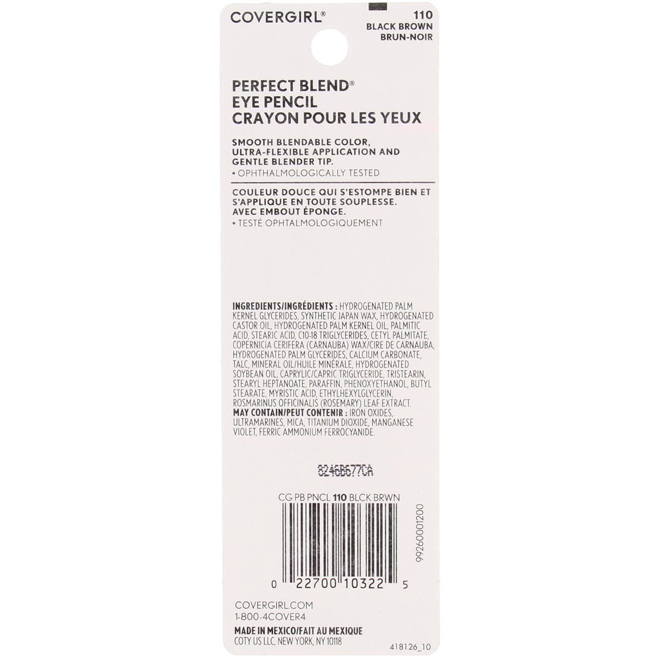 CoverGirl Perfect Blend Eye Pencil, Basic Black [100], 0.03 oz (Pack of 6)