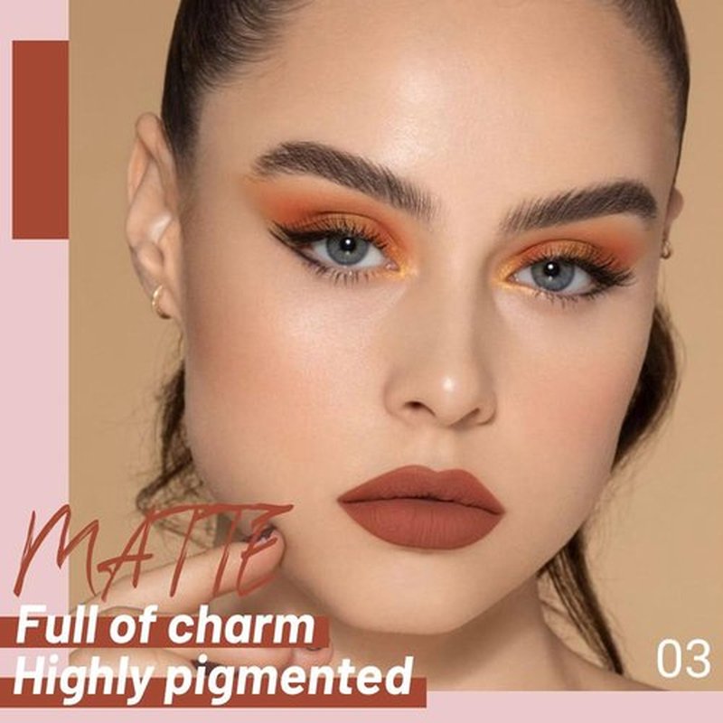 JUAAZIN Light Brown Matte Liquid Lipstick, With Highly Pigmented and Rich Colors Lip Gloss, Long-Lasting Wear Non-Stick Cup Not Fade Waterproof Lipstick Makeup for Women(Light Brown 03#)