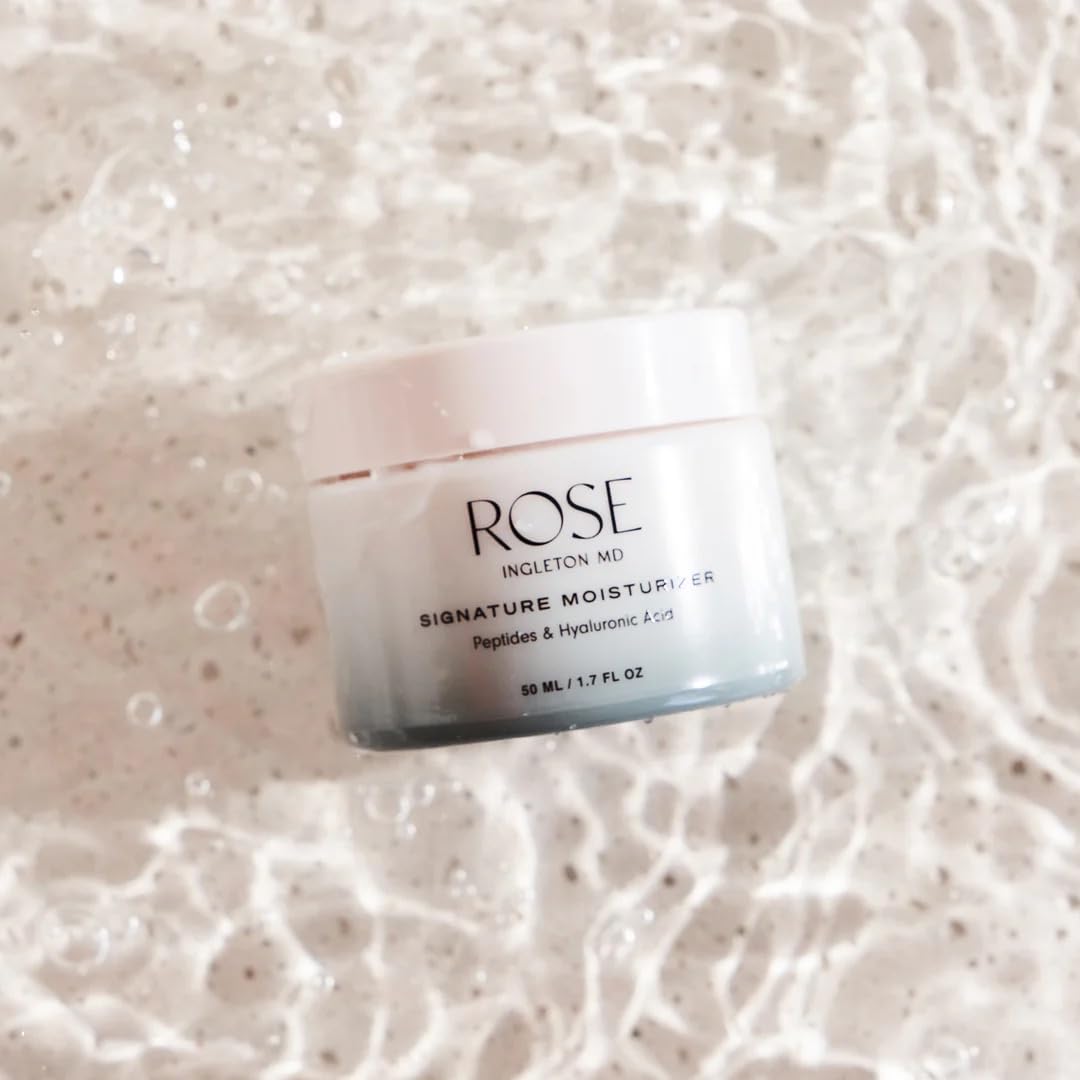 ROSE Ingleton MD Signature Face Moisturizer, Multitasking Facial Cream with Peptides, Ceramides, Hyaluronic Acid & Vitamin C, Dermatologist Developed, Vegan, Fragrance Free, Non-Comedogenic, 1.7 fl oz