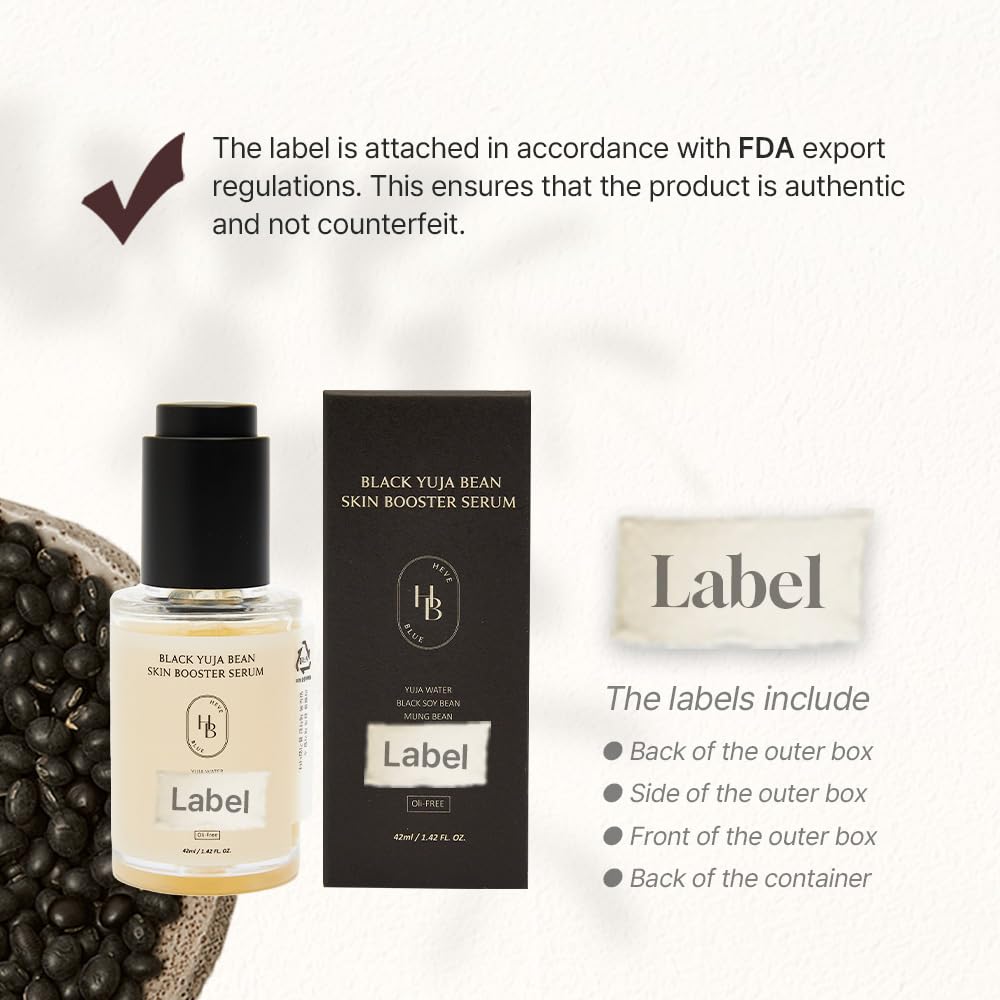 HEVEBLUE Black Yuja Bean Skin Booster Serum - Moisturizing, Sensitive Skin, Korean Skincare, Hypoallergenic, Deep Hydration, Vegan, Oil-free, Makeup Adherence, Inner Dryness, K-Beauty