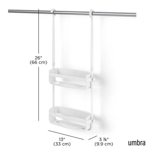 Umbra Flex Hanging Shower Caddy, Bathtub Shelf and Bathroom Organizer, White