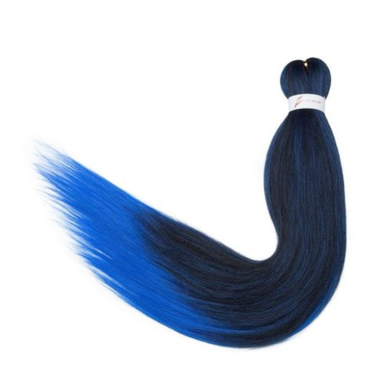 Pre-Stretched Braiding Hair Extensions Hot Water Setting Braiding Hair Easy Braid Crochet Hair Professional Itch Free Synthetic Fiber Soft Yaki Texture Braids hair 26In （4 Bundles,T1B/BLUE)