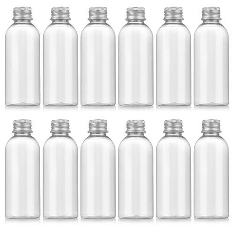 RAMFIYN 3.4 oz Travel Bottles TSA Approved, 12 pcs Refillable Travel Bottles Leak Proof with Silvery Screw Cap, Essential Oil Bottles Empty
