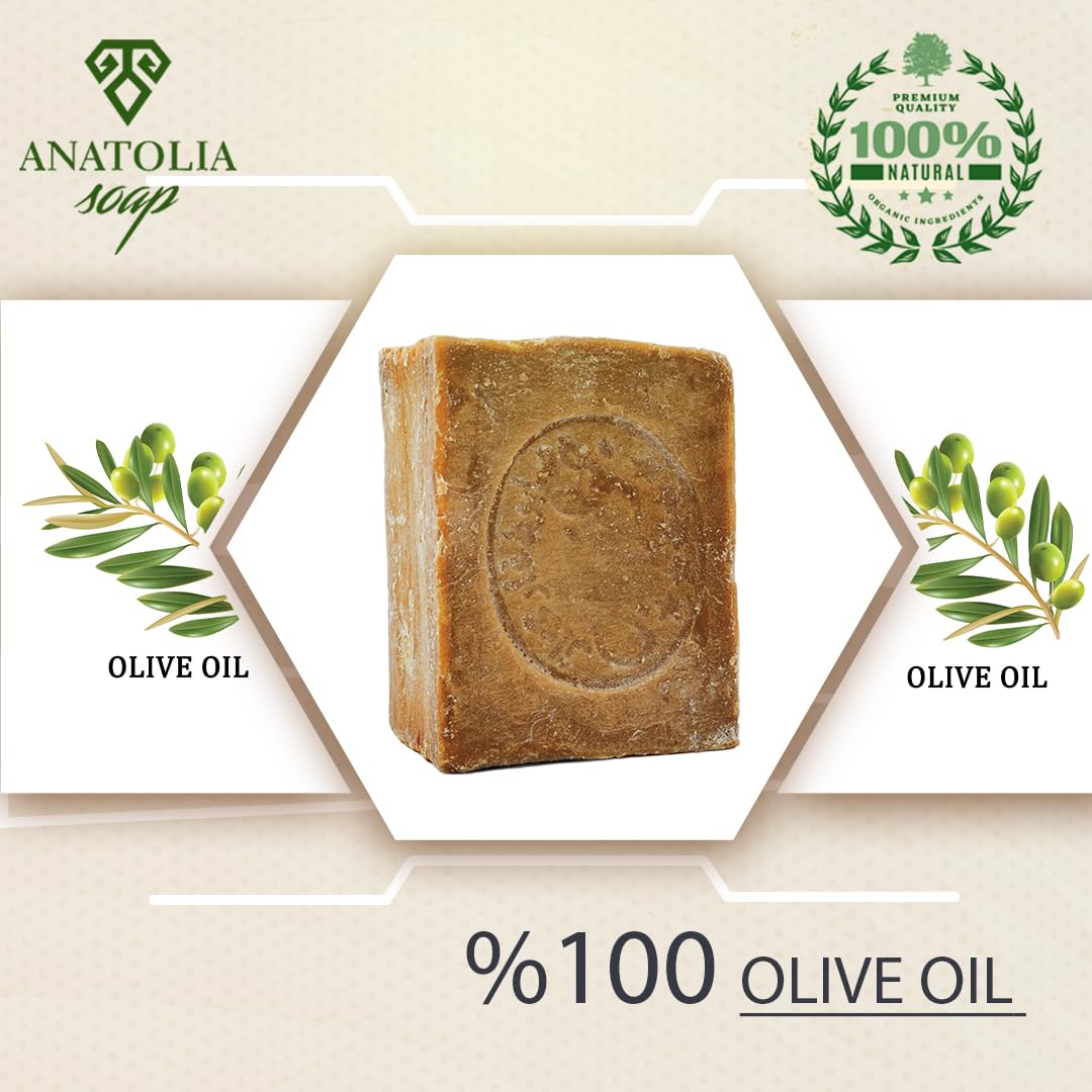 Aleppo Soap, 3-Pack | 100% Olive Oil Organic Handmade Natural Castile Soap for Women & Men | Big Bar, 3 x 7 oz (21 oz Total)