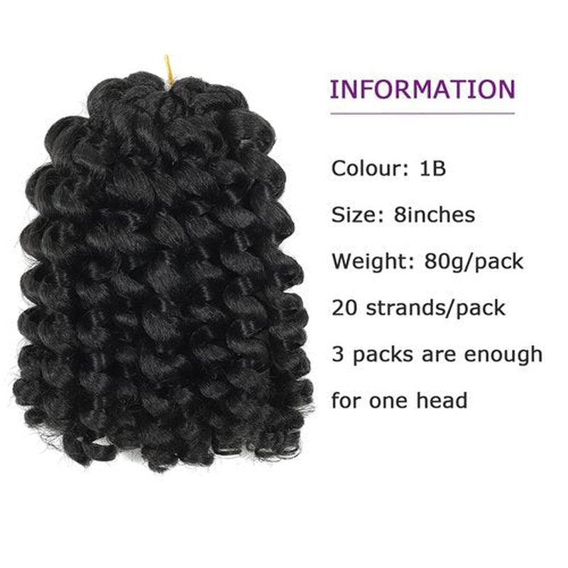 Wand Curl Crochet Braids Hair 8 Inch Jamaican Wand Curl Ombre Crochet Hair Jamaican Bounce Crochet Hair Colored Crochet Braids Ringlet Twist Hair Extension Crochet Hair(5PCS,Tgray)