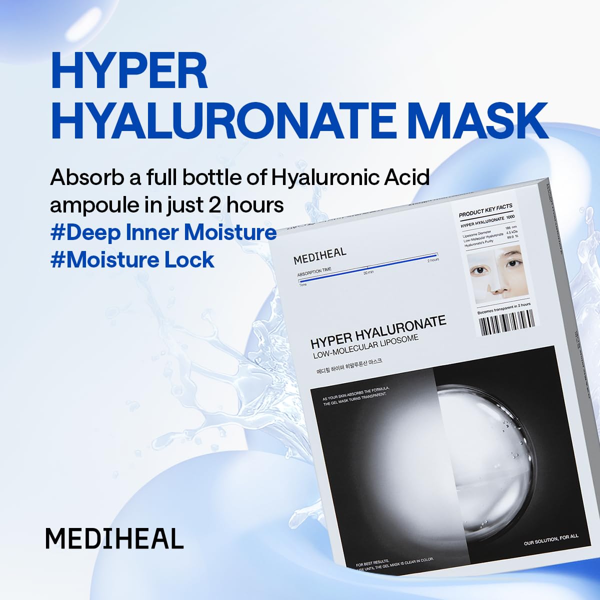 Mediheal Hydrogel Moisture Deep Mask - Overnight Hydrating & Plumping Gel | 4 Pack for Smooth Skin